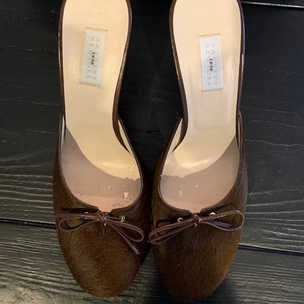 Barney's New York Brown Pony Mules